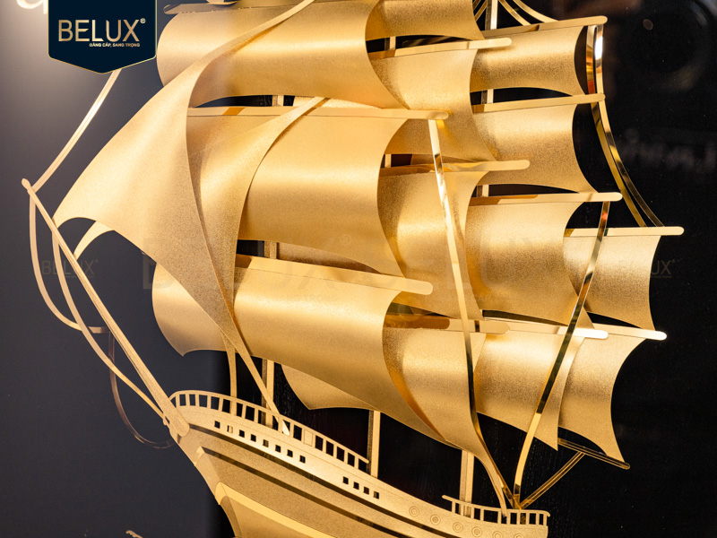 Tranh thuyền buồm dát vàng 24k 80x60cm